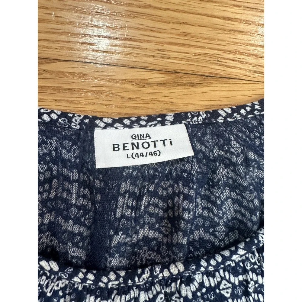 Gina Benotti Shirt Womens Sz L 44/46 Blue Blouse Work‎ Wear Casual Apparel